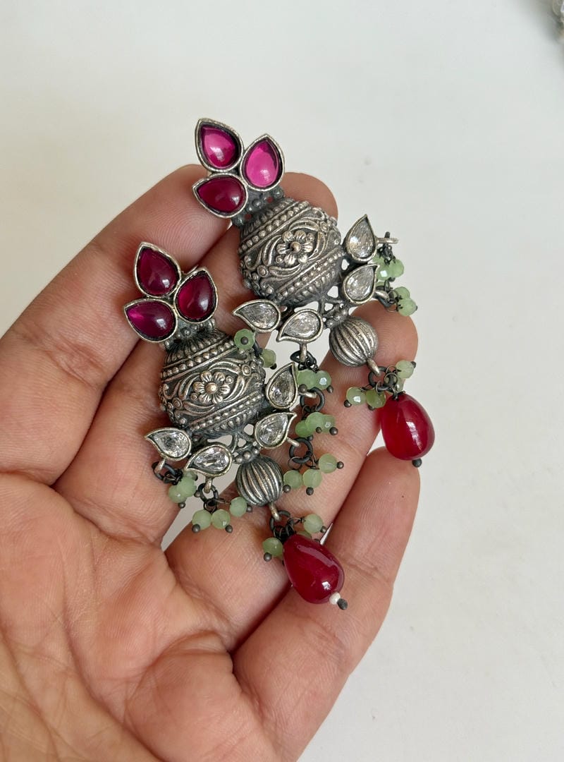SILVERLOOKALIKE KALASH EARRINGS