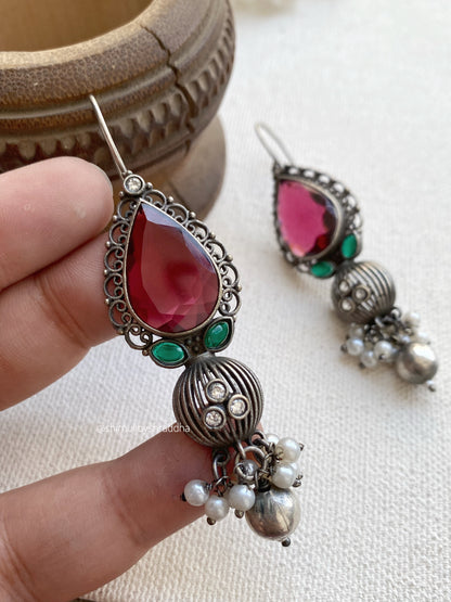 UJHALA STONE HOOK EARRINGS