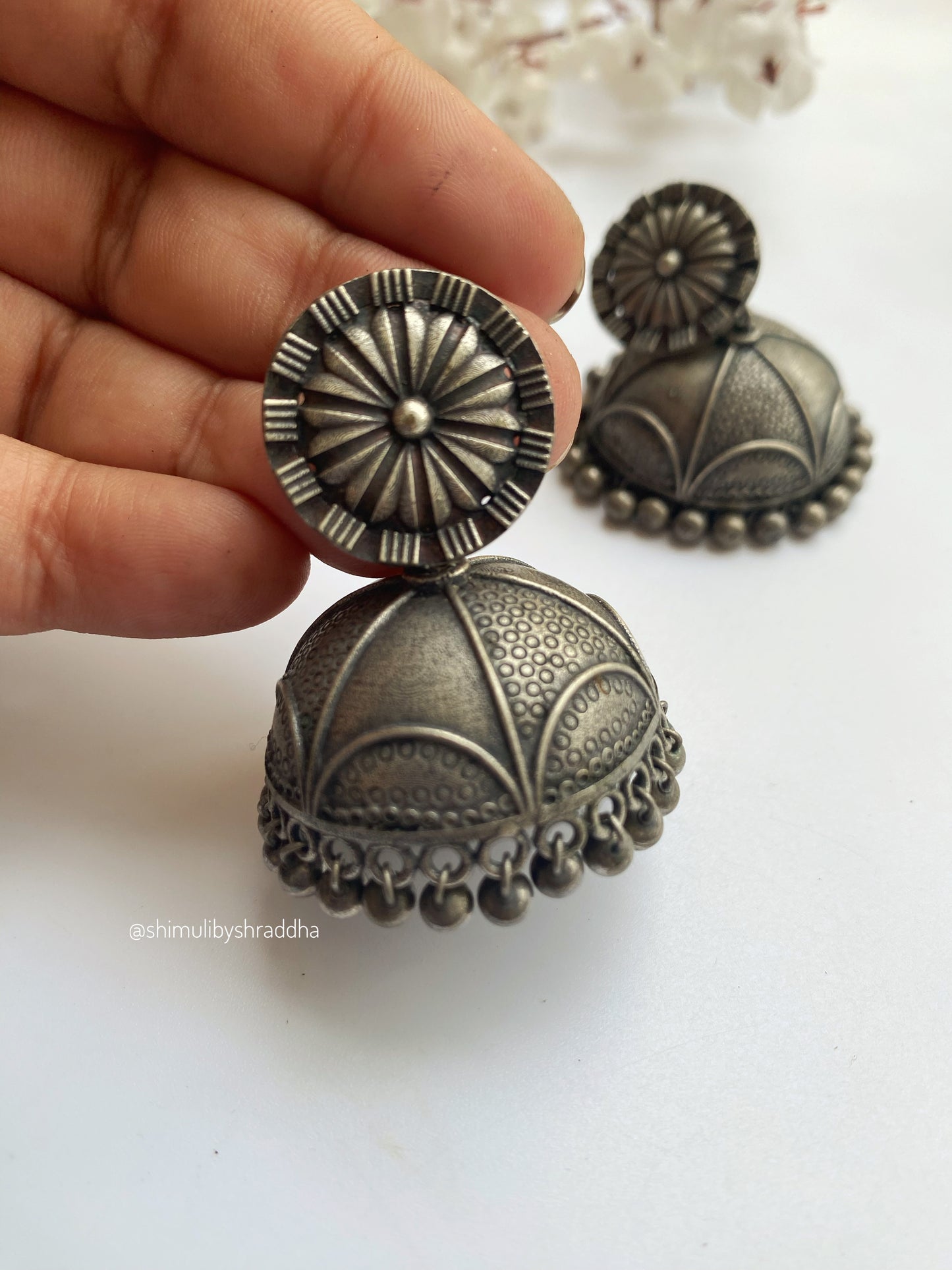 SILVERLOOKALIKE DOME JHUMKA