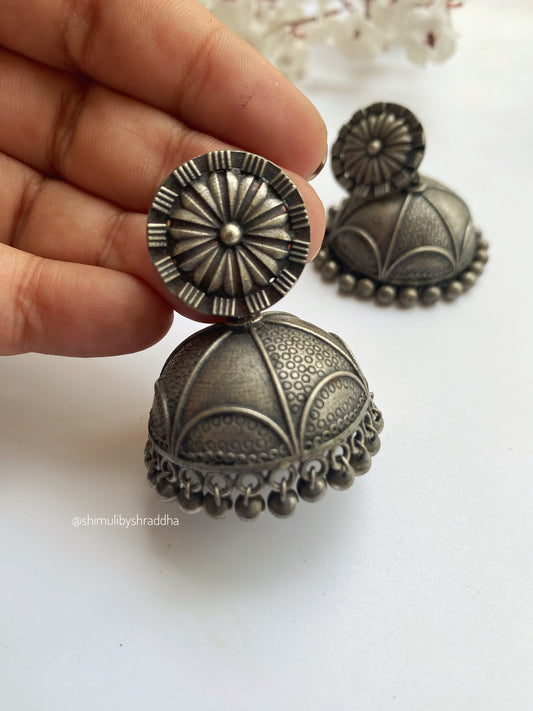 SILVERLOOKALIKE DOME JHUMKA