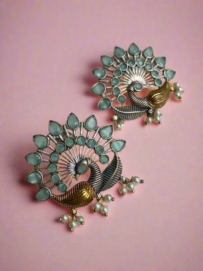 MOR DUAL TONE STUD EARRINGS