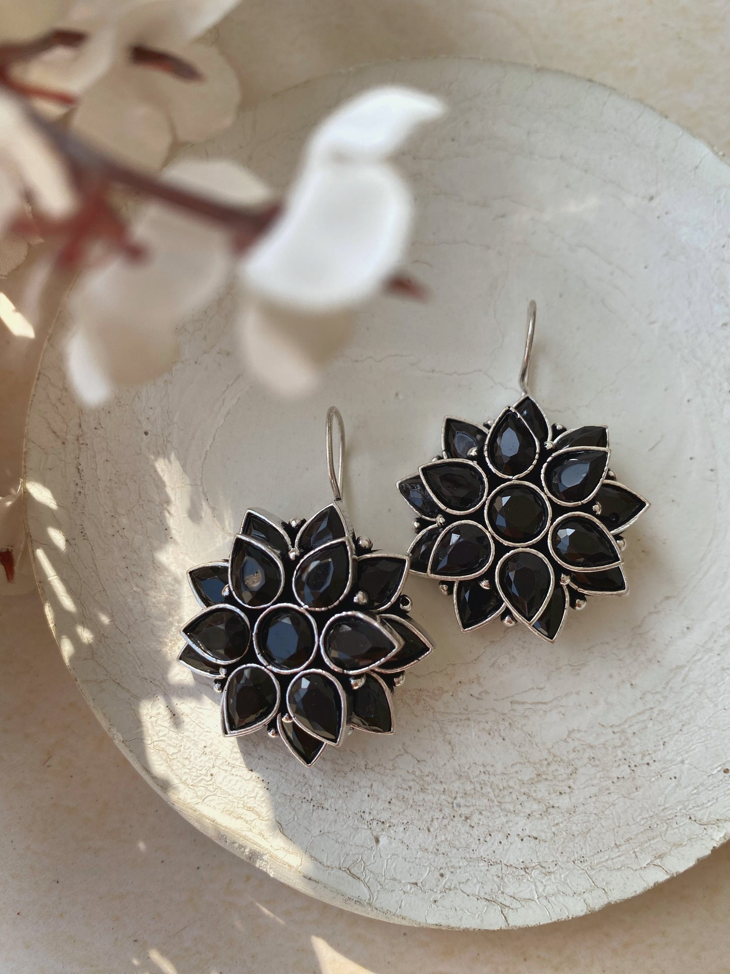 Flower hook earrings