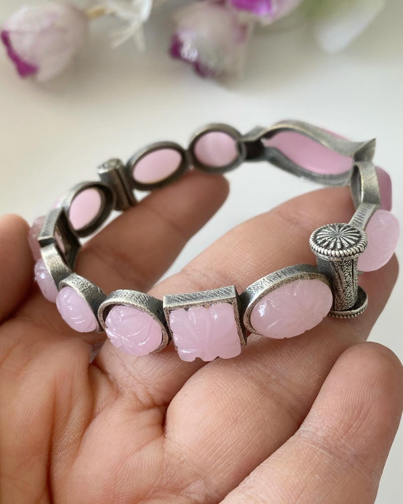 SILVERLOOKALIKE STONE BANGLE