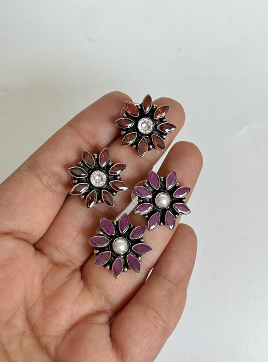 GERMAN SILVER STUD EARRINGS