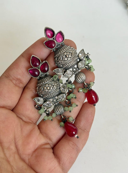 SILVERLOOKALIKE KALASH EARRINGS