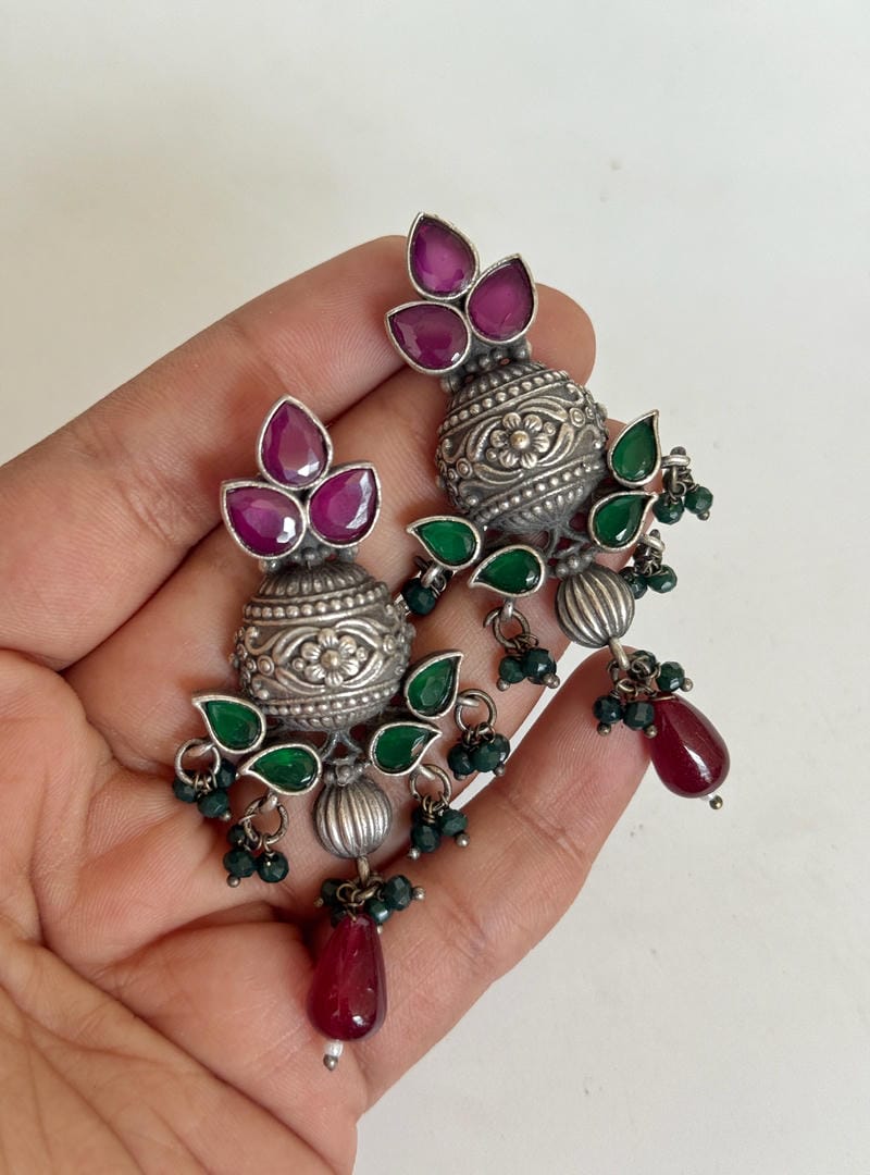 SILVERLOOKALIKE KALASH EARRINGS