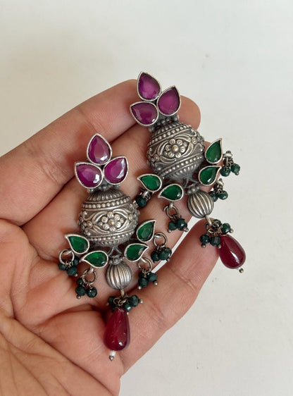 SILVERLOOKALIKE KALASH EARRINGS