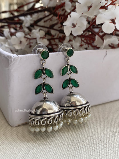 GERMAN SILVER STONE JHUMKA