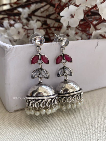 GERMAN SILVER STONE JHUMKA