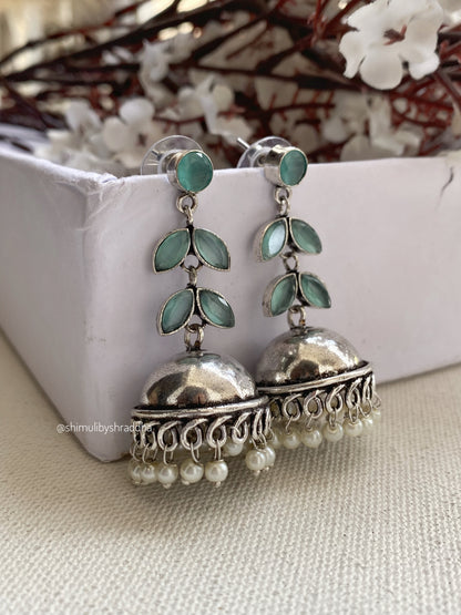 GERMAN SILVER STONE JHUMKA