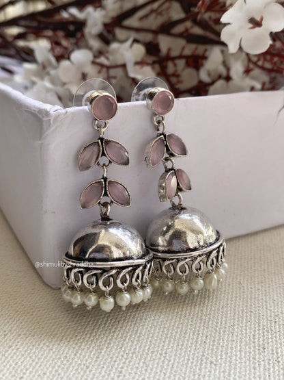 GERMAN SILVER STONE JHUMKA