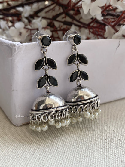 GERMAN SILVER STONE JHUMKA